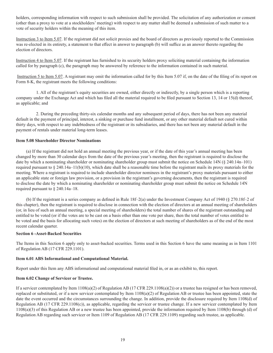 SEC Form 873 (8-K) Current Report Pursuant to Section 13 or 15(D) of the Securities Exchange Act of 1934, Page 20