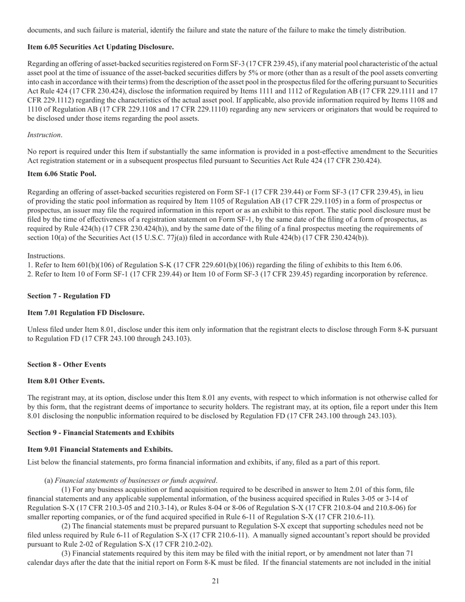 SEC Form 873 (8-K) Current Report Pursuant to Section 13 or 15(D) of the Securities Exchange Act of 1934, Page 22