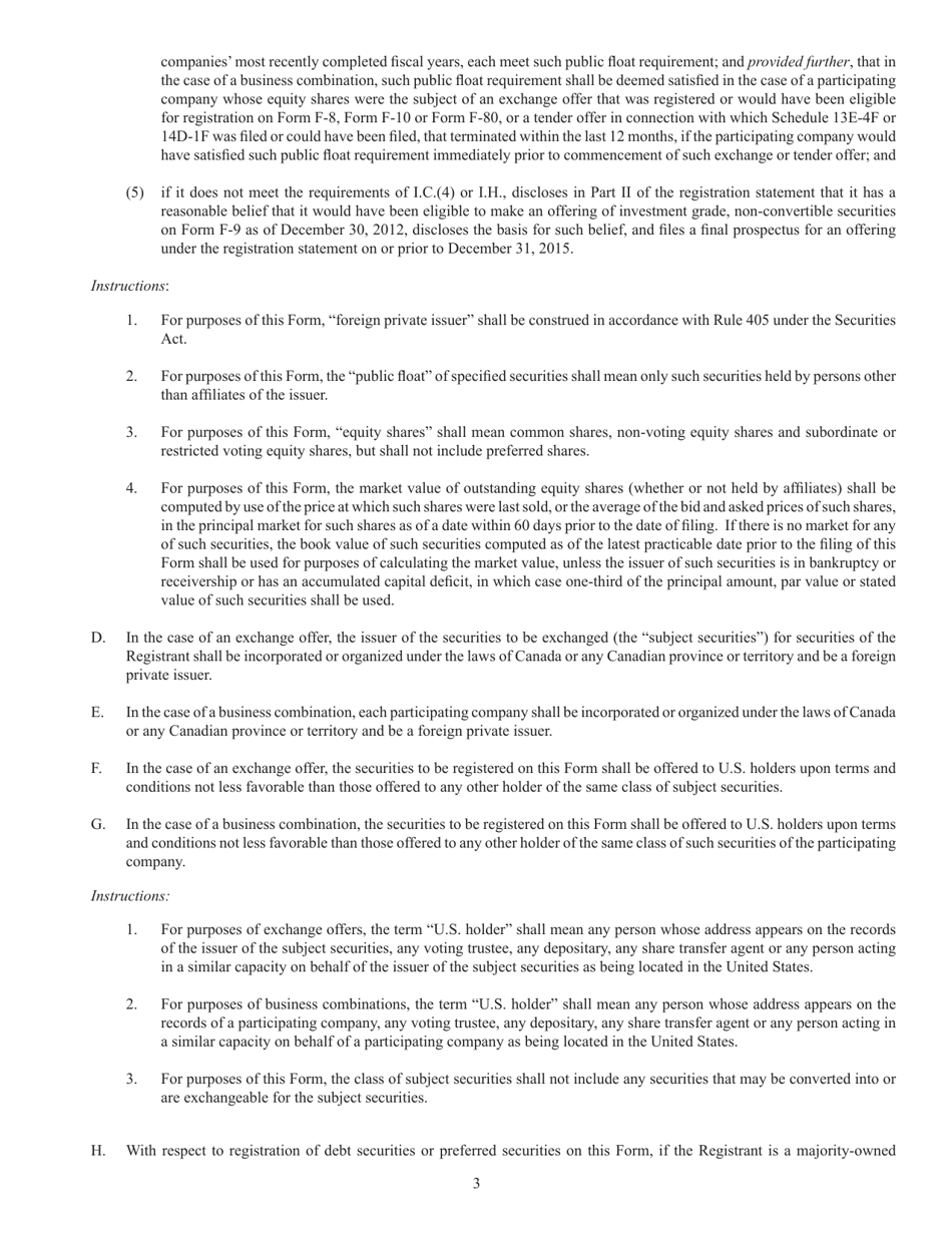 SEC Form 2292 (F-10) Registration Statement Under the Securities Act of 1933, Page 3