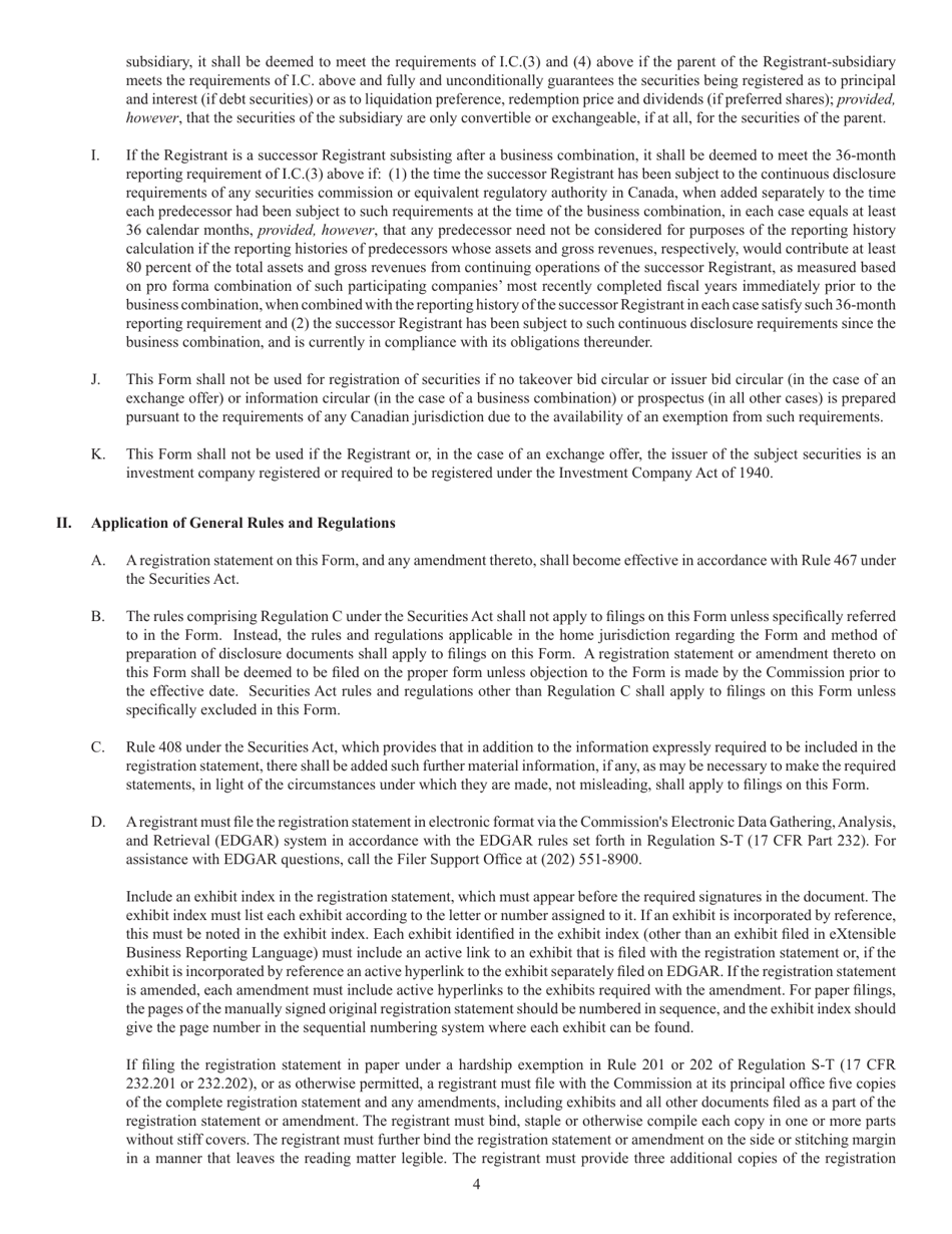 SEC Form 2292 (F-10) Registration Statement Under the Securities Act of 1933, Page 4