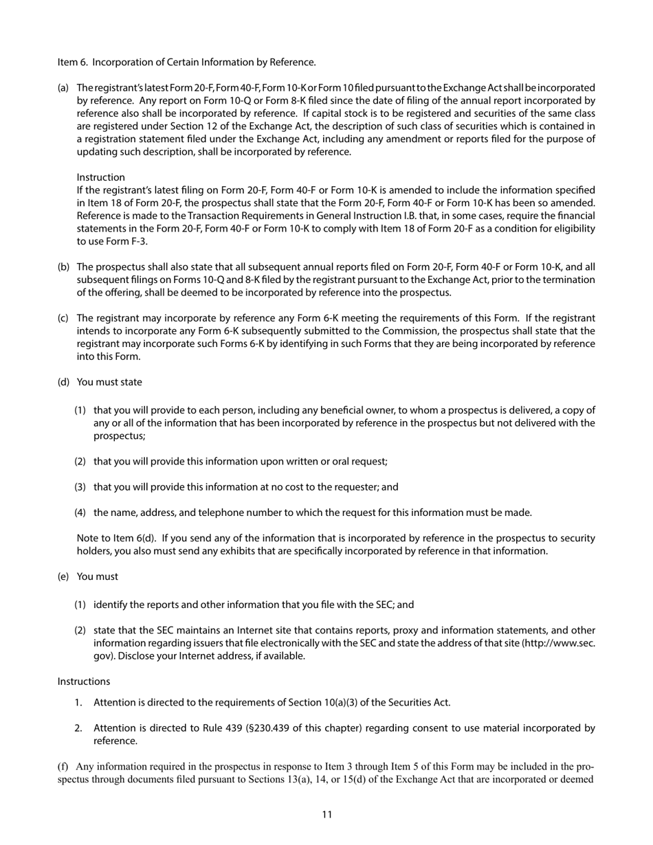 SEC Form 1983 (F-3) Registration Statement for Securities of Certain Foreign Private Issuers, Page 11