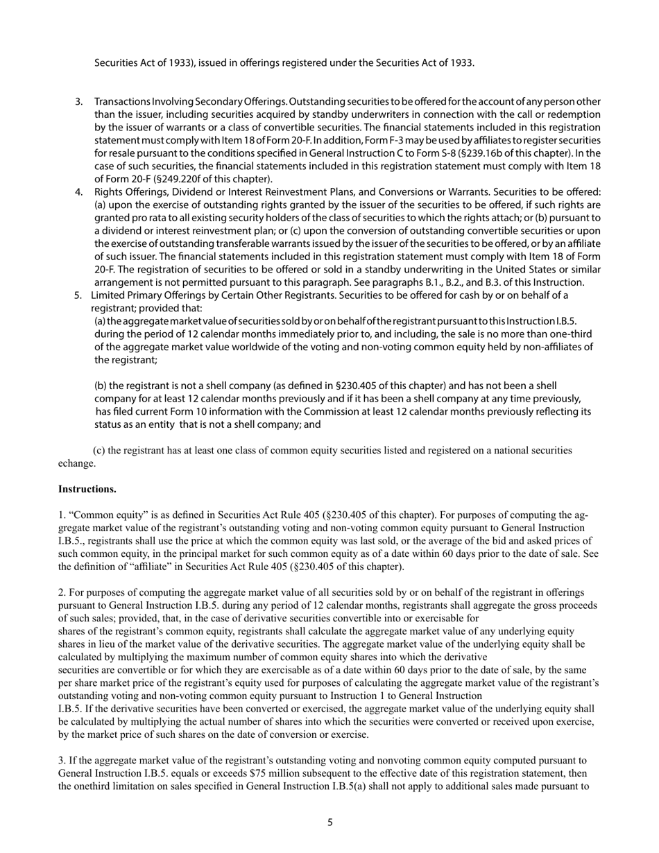 SEC Form 1983 (F-3) Registration Statement for Securities of Certain Foreign Private Issuers, Page 5