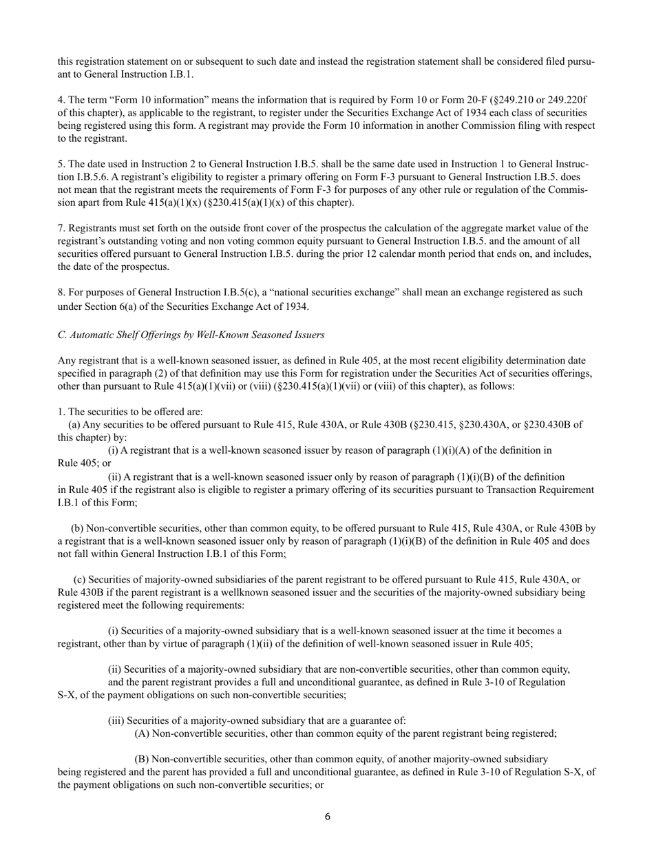 SEC Form 1983 (F-3) Registration Statement for Securities of Certain Foreign Private Issuers, Page 6