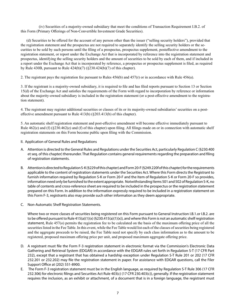 SEC Form 1983 (F-3) Registration Statement for Securities of Certain Foreign Private Issuers, Page 7