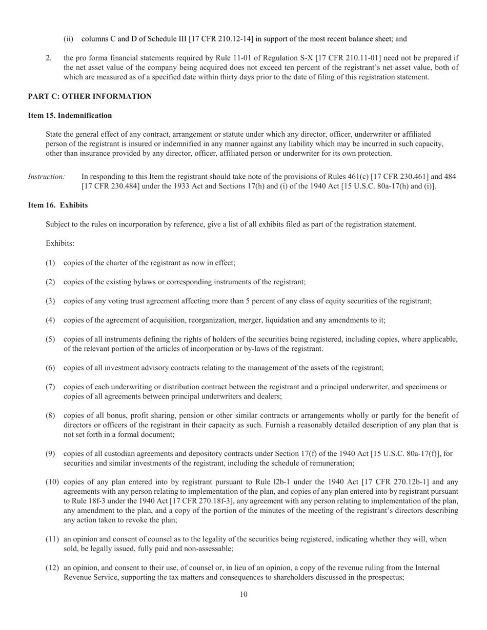 SEC Form 2106 (N-14) Form for the Registration of Securities Issued in Business Combination Transactions by Investment Companies and Business Development Companies, Page 12