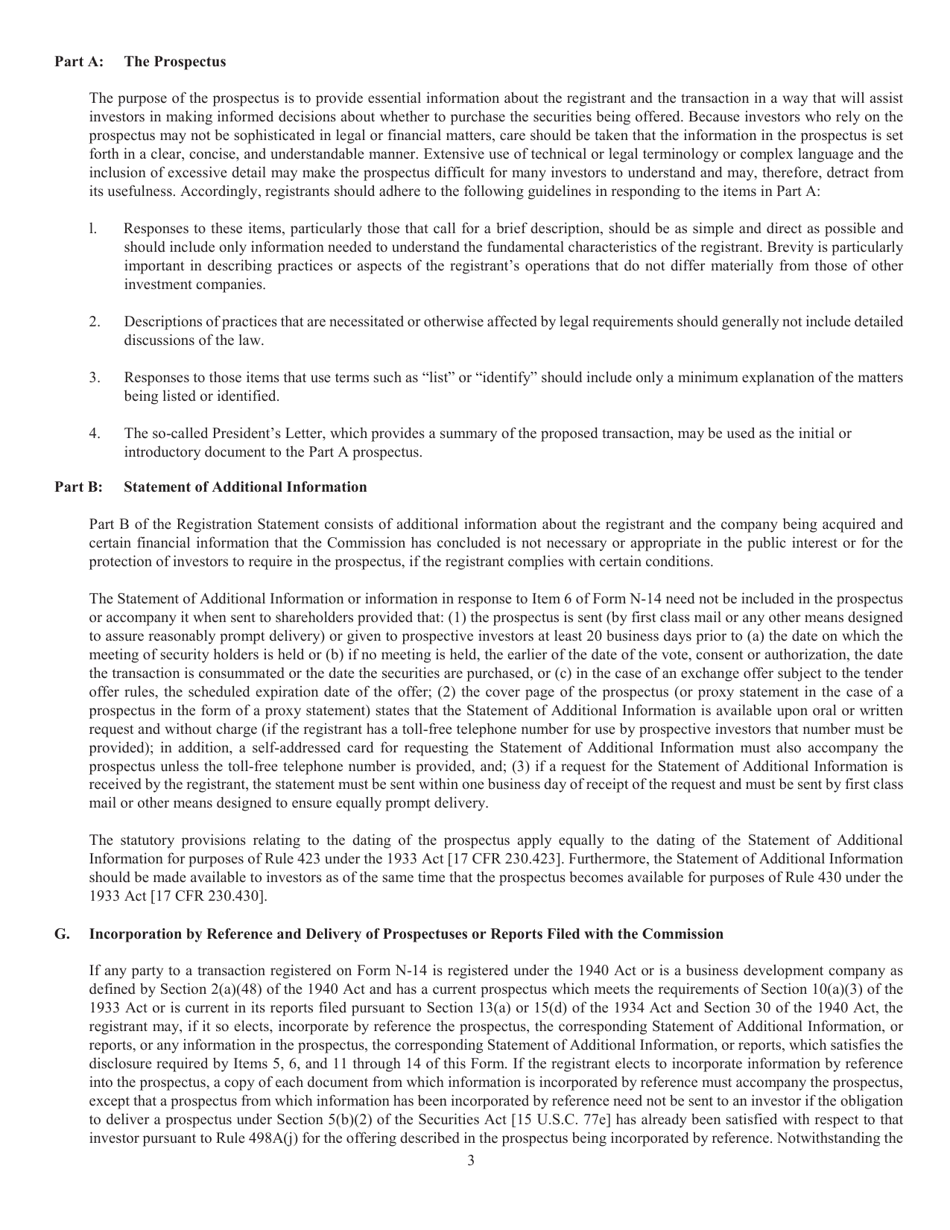 SEC Form 2106 (N-14) Form for the Registration of Securities Issued in Business Combination Transactions by Investment Companies and Business Development Companies, Page 5