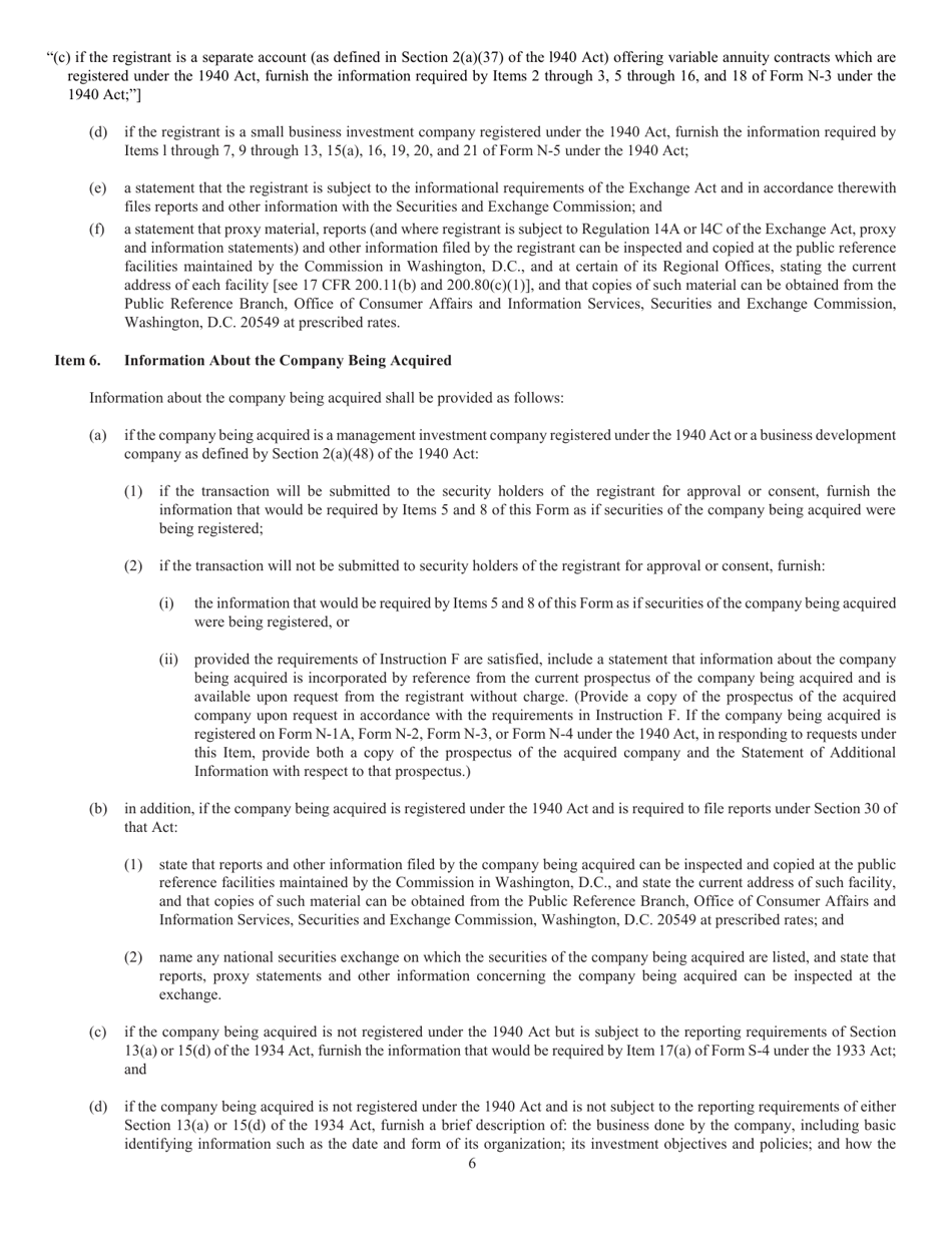 SEC Form 2106 (N-14) Form for the Registration of Securities Issued in Business Combination Transactions by Investment Companies and Business Development Companies, Page 8