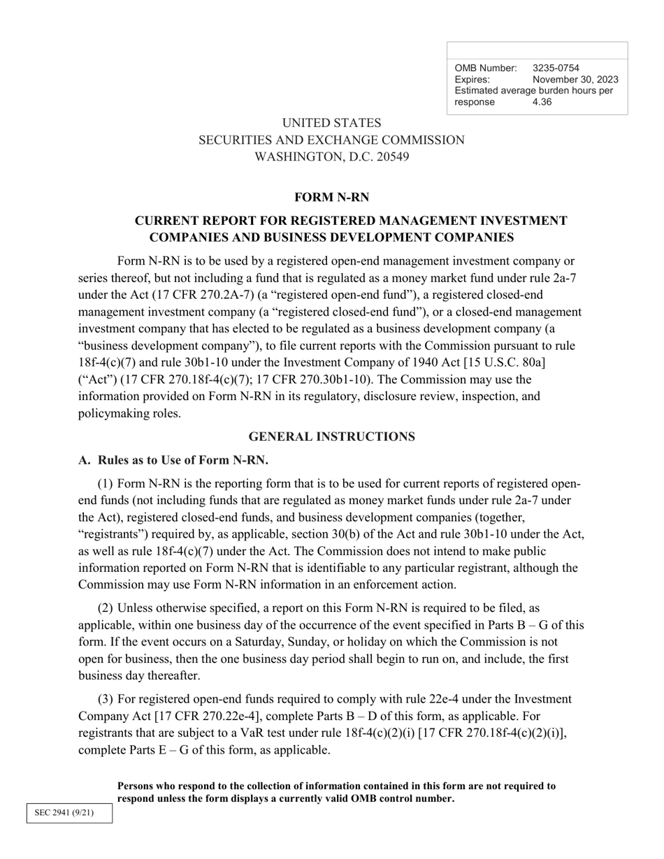 SEC Form 2941 (N-RN) Current Report for Registered Management Investment Companies and Business Development Companies, Page 2