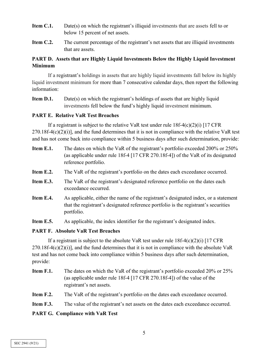 SEC Form 2941 (N-RN) Current Report for Registered Management Investment Companies and Business Development Companies, Page 5