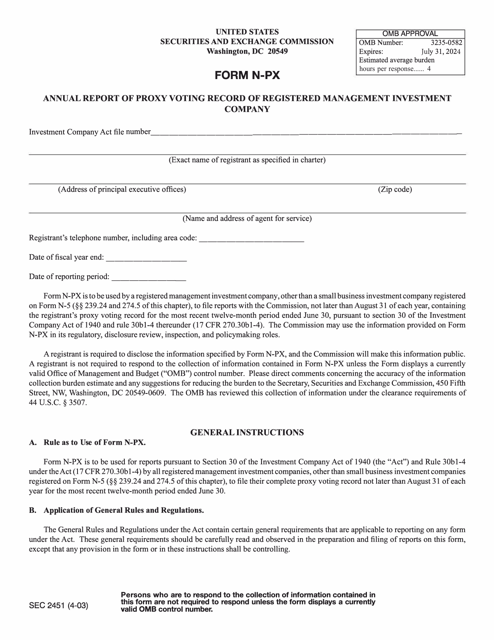 SEC Form 2451 (N-PX)  Printable Pdf