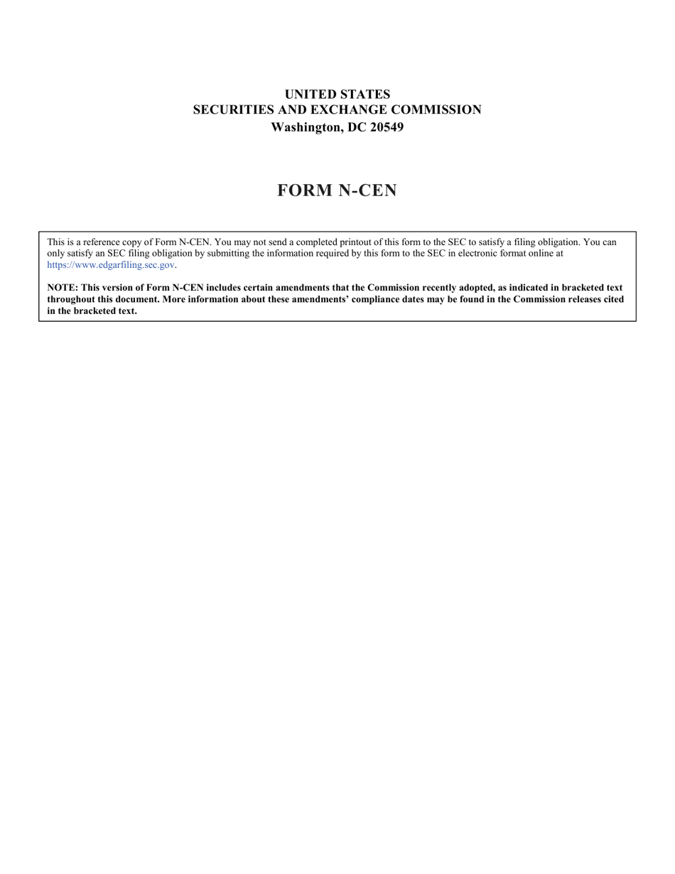 SEC Form 2846 (N-CEN) Annual Report for Registered Investment Companies, Page 1