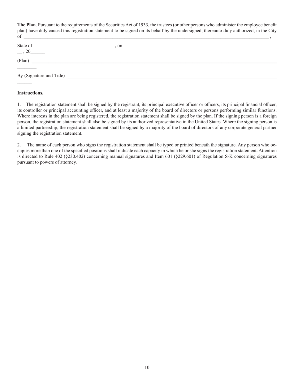 SEC Form 1398 (S-8) Registration Statement Under the Securities Act of 1933, Page 10