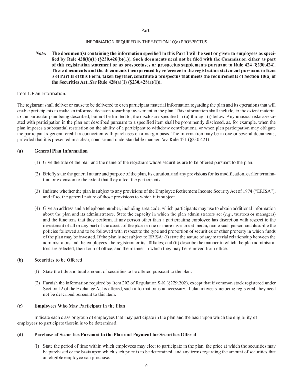 SEC Form 1398 (S-8) Registration Statement Under the Securities Act of 1933, Page 6