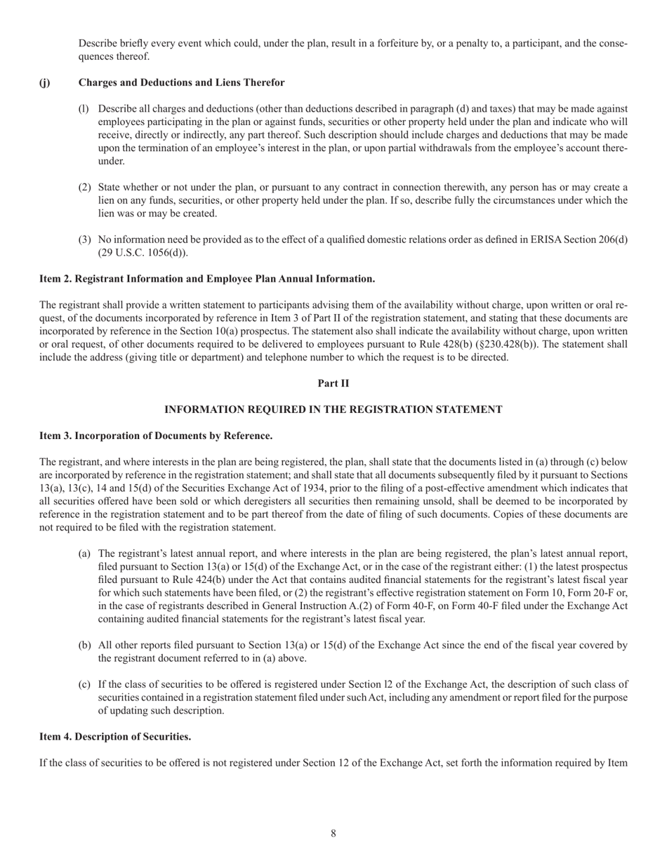 SEC Form 1398 (S-8) Registration Statement Under the Securities Act of 1933, Page 8