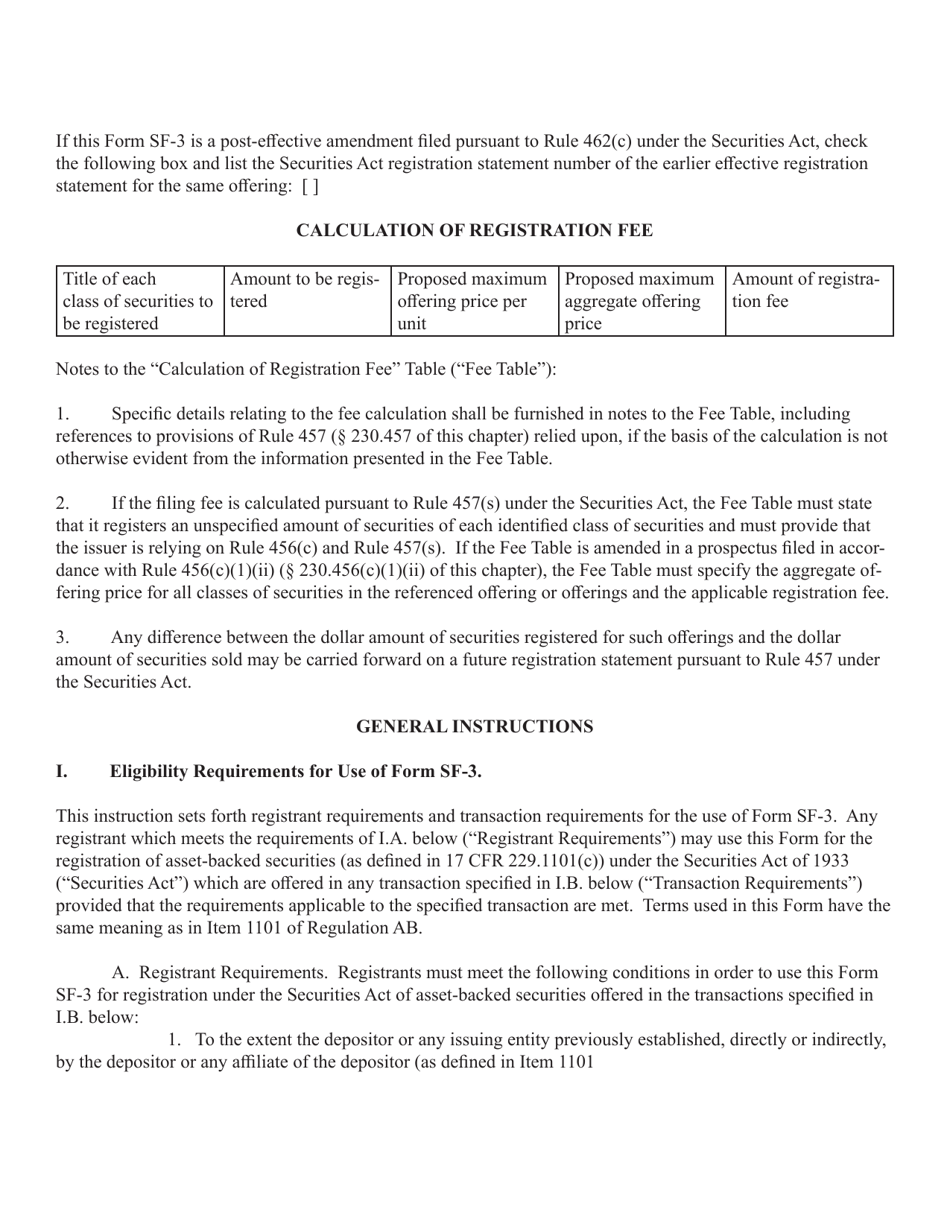SEC Form 2909 (SF-3) Registration Statement Under the Securities Act of 1933, Page 2