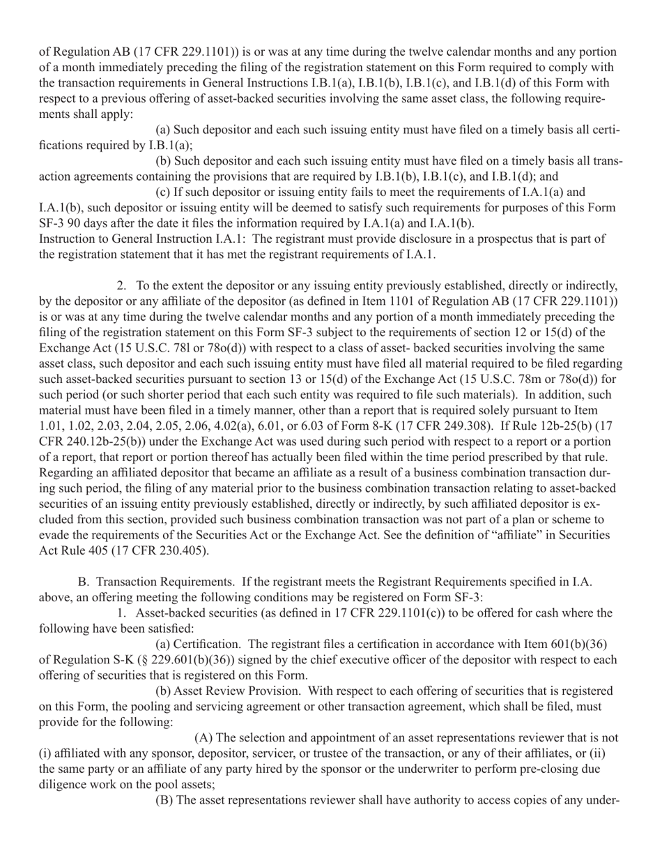 SEC Form 2909 (SF-3) Registration Statement Under the Securities Act of 1933, Page 3