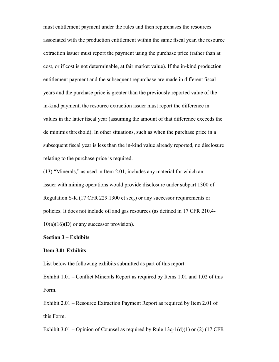 SEC Form 697 (SD) Specialized Disclosure Report, Page 22