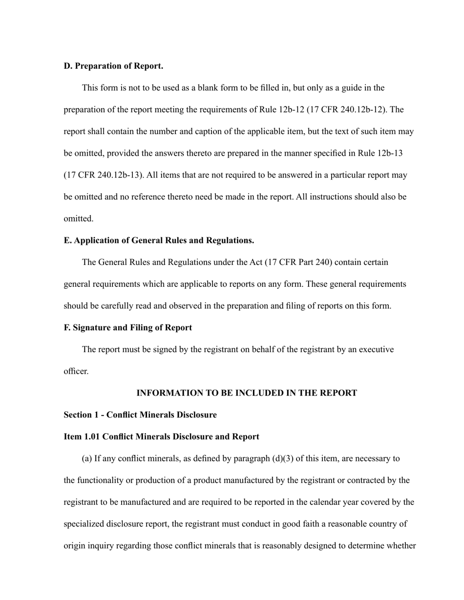 SEC Form 697 (SD) Specialized Disclosure Report, Page 3