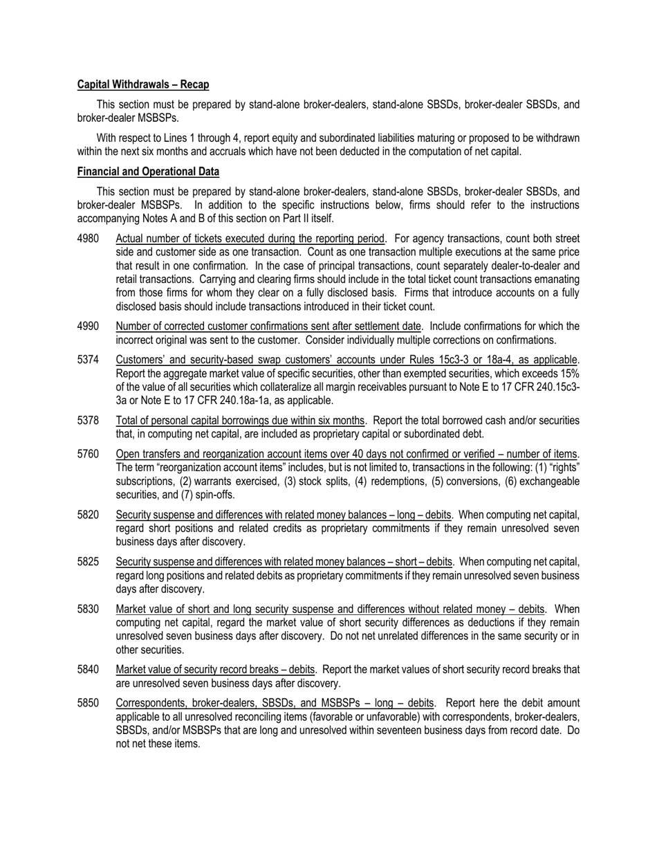 Instructions for SEC Form 1695, X-17A-5 Part II Focus Report, Page 12