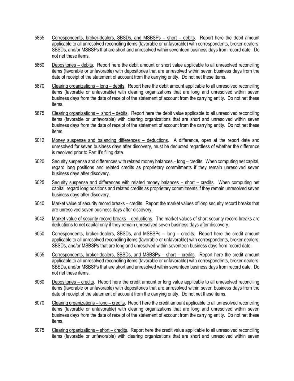 Instructions for SEC Form 1695, X-17A-5 Part II Focus Report, Page 13