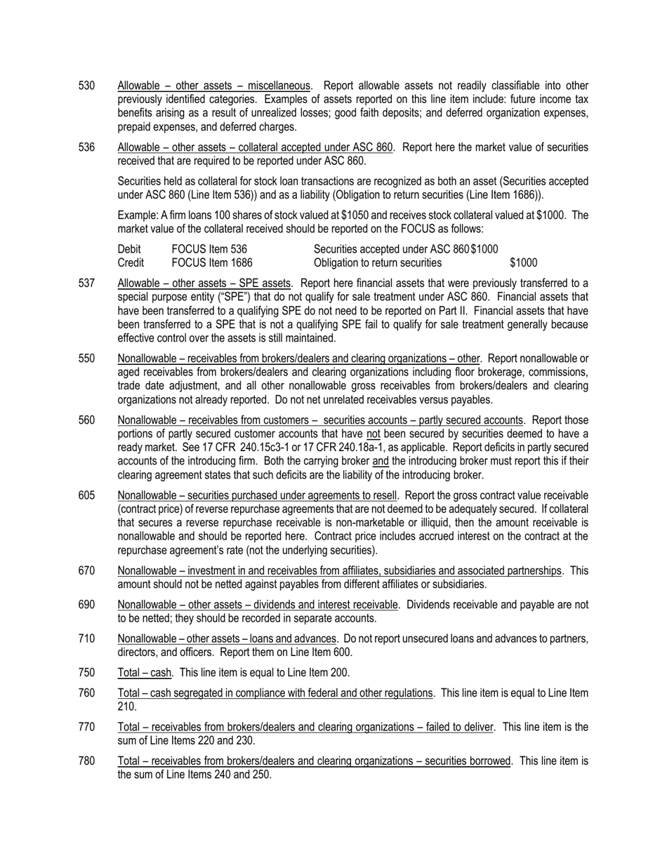 Instructions for SEC Form 1695, X-17A-5 Part II Focus Report, Page 6