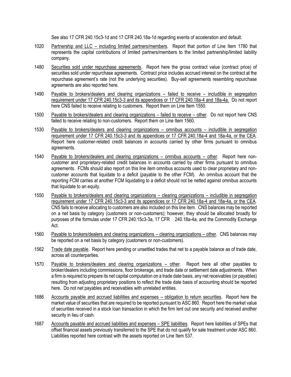 Instructions for SEC Form 1695, X-17A-5 Part II Focus Report, Page 8