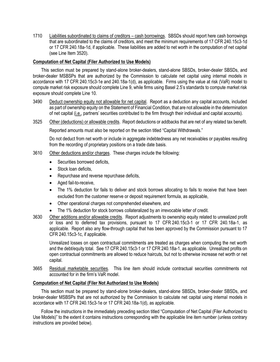 Instructions for SEC Form 1695, X-17A-5 Part II Focus Report, Page 9