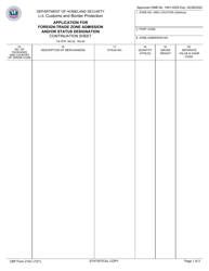 Document preview: CBP Form 214C Application for Foreign-Trade Zone Admission and/or Status Designation - Continuation Sheet