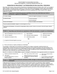 ICE Formulario 60-001 Exencion De Privacidad Y Autorizacion De Divulgacion a Terceros (Spanish)