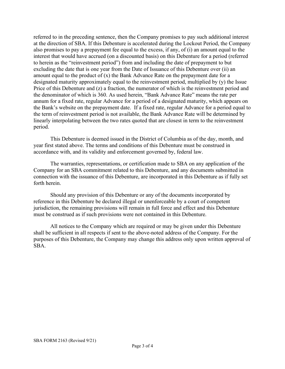 SBA Form 2163 5-yr Lmi Debenture Certification Form, Page 3