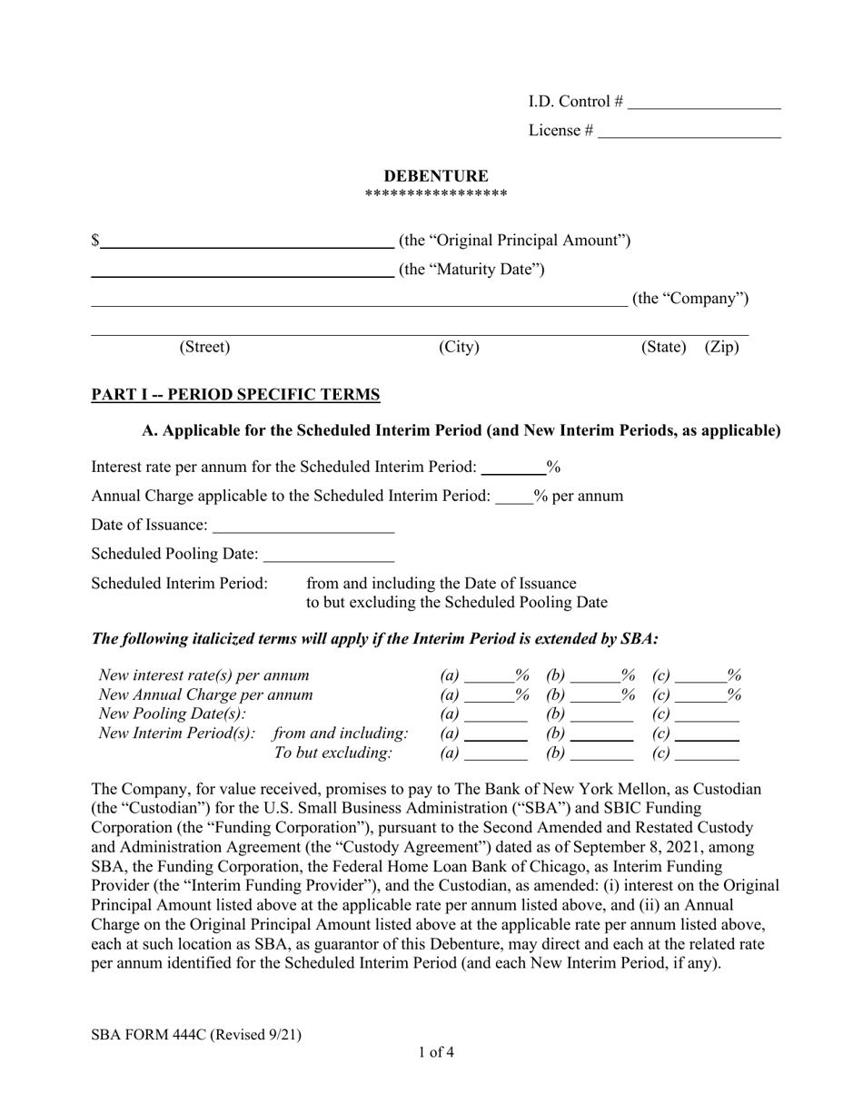SBA Form 444C Debenture Certification Form, Page 1