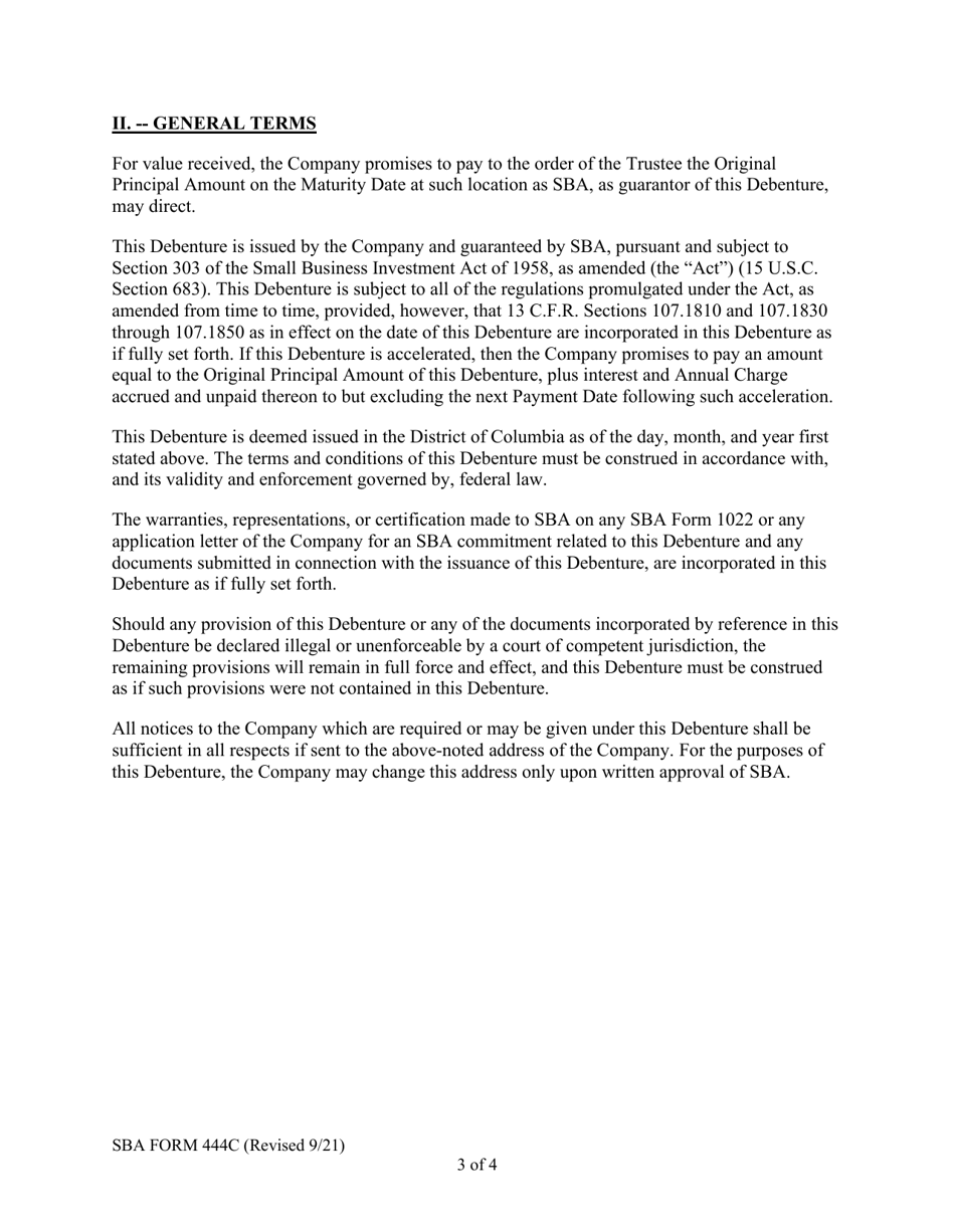 SBA Form 444C Debenture Certification Form, Page 3