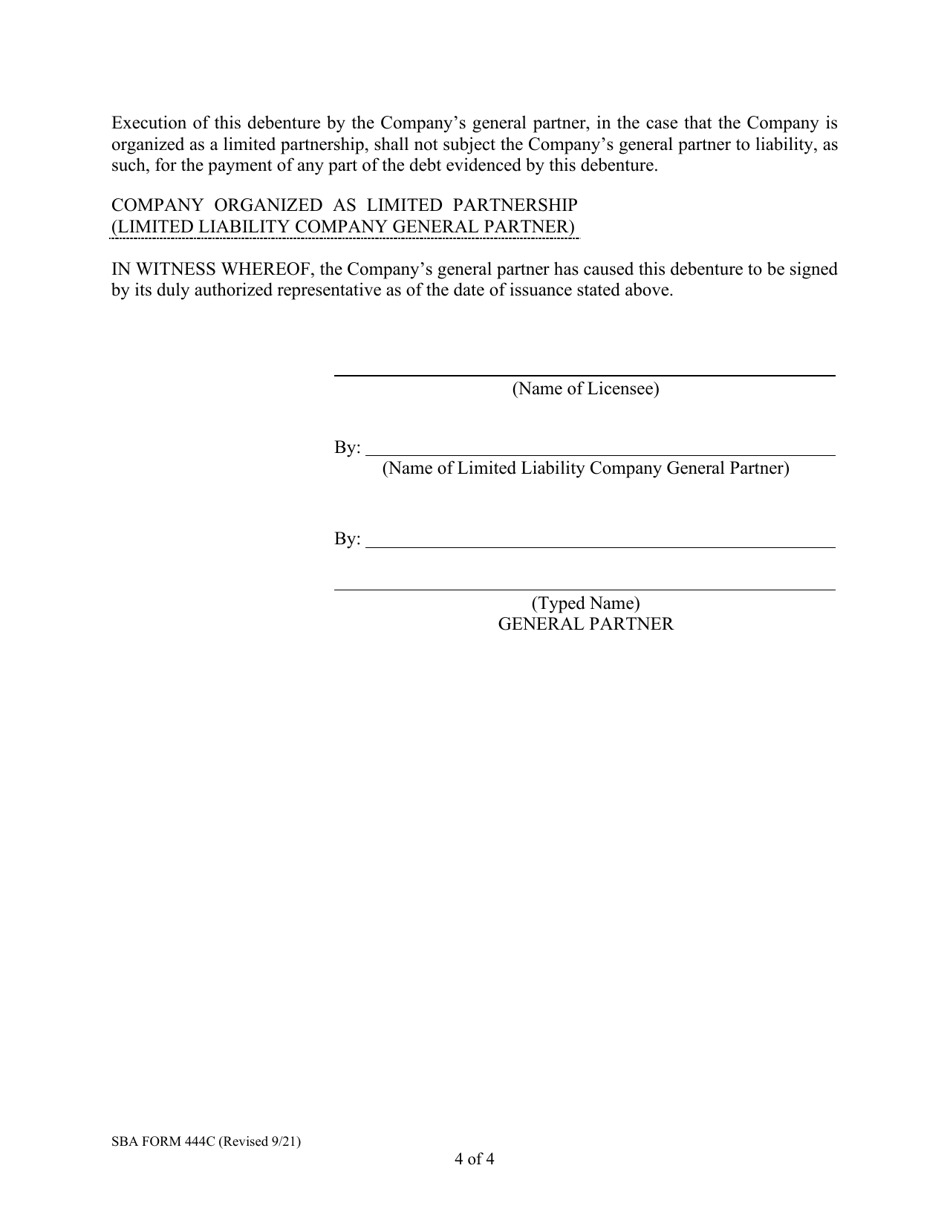 SBA Form 444C Debenture Certification Form, Page 9