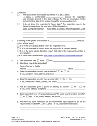 Form PG-100 Petition for Appointment of a Full Guardian for an Adult - Alaska, Page 2