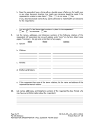 Form PG-100 Petition for Appointment of a Full Guardian for an Adult - Alaska, Page 3