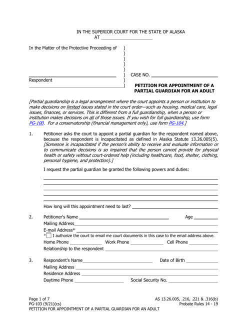 Form PG-103  Printable Pdf