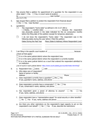 Form PG-103 Petition for Appointment of a Partial Guardian for an Adult - Alaska, Page 2