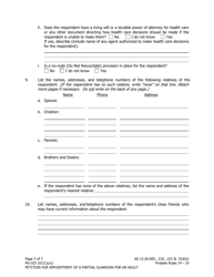 Form PG-103 Petition for Appointment of a Partial Guardian for an Adult - Alaska, Page 3