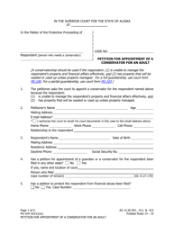 Form PG-104 Petition for Appointment of a Conservator for an Adult - Alaska