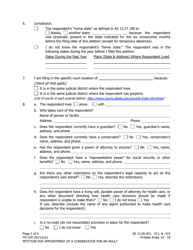 Form PG-104 Petition for Appointment of a Conservator for an Adult - Alaska, Page 2