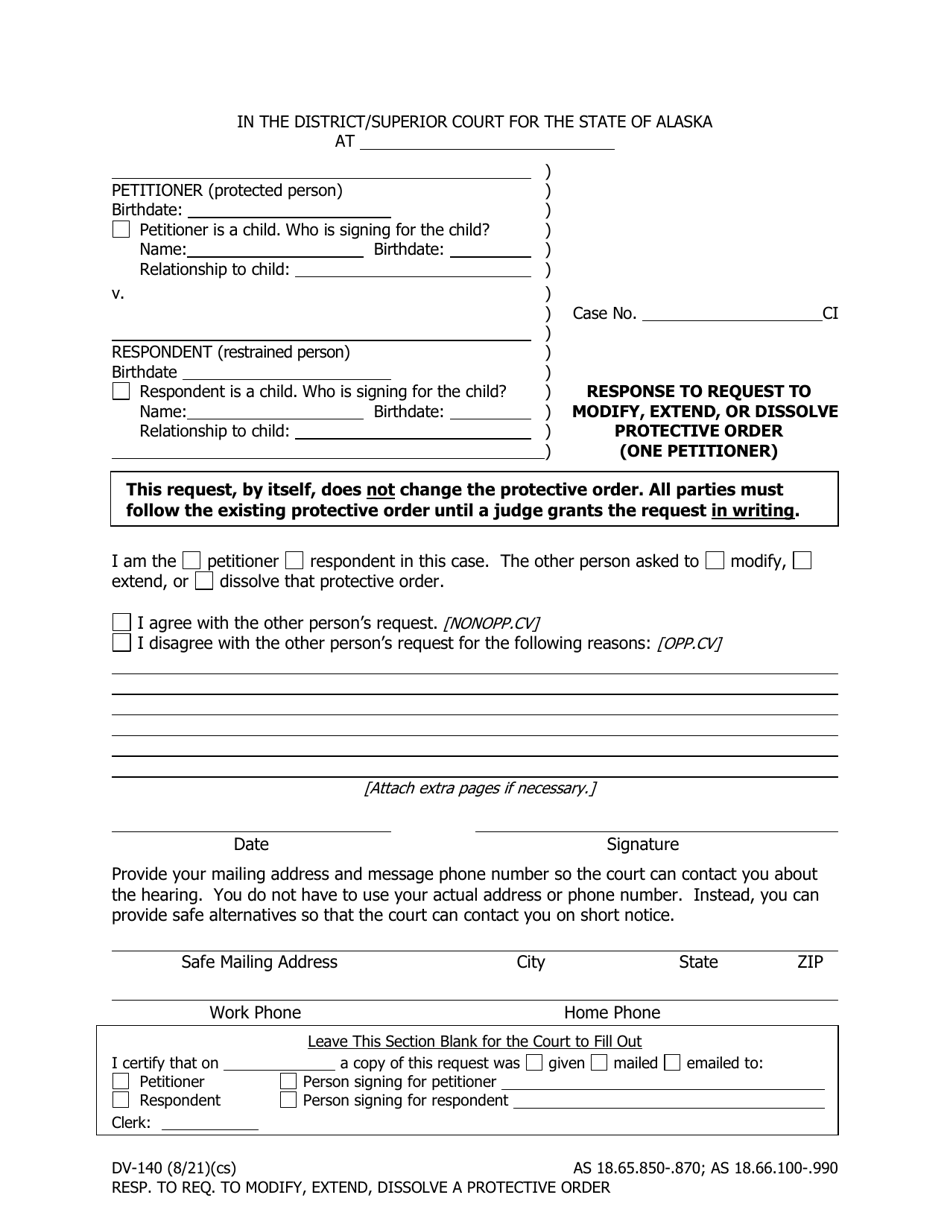 Form DV140 Download Fillable PDF or Fill Online Response to Request to