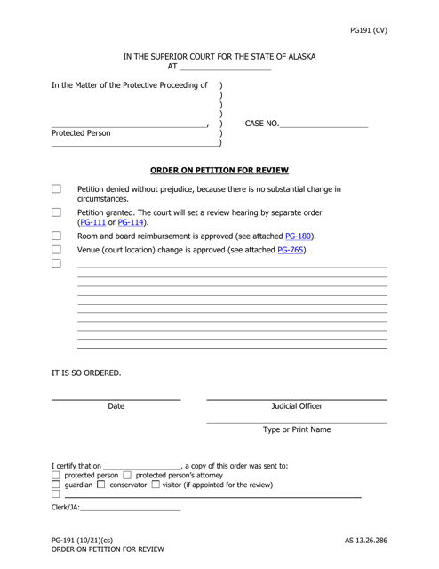 Form PG-191 Order on Petition for Review - Alaska