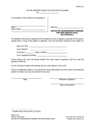 Form PG-620 Notice of Guardianship Hearing for Non-indian Child (By Petitioner) - Alaska