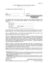 Form PG-621 Notice of Guardianship Hearing for Indian Child (By Petitioner) - Alaska