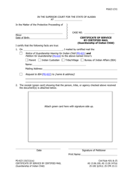 Form PG-623 &quot;Certificate of Service by Certified Mail (Guardianship of Indian Child)&quot; - Alaska