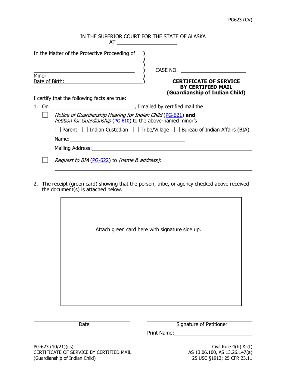 Form PG-623 Download Fillable PDF or Fill Online Certificate of Service ...