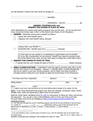 Form SC-3 Answer, Counterclaim, and Request for Change of Place of Trial - Alaska