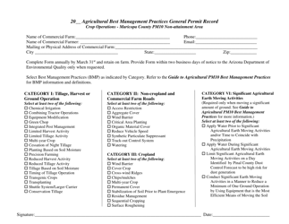 Document preview: Agricultural Best Management Practices General Permit Record - Crop Operations - Maricopa County, Arizona