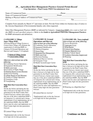 Document preview: Agricultural Best Management Practices General Permit Record - Crop Operations - Pinal County, Arizona