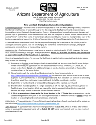Form LB001 &quot;New Livestock Brand Application or Amendment of Recorded Brand&quot; - Arizona